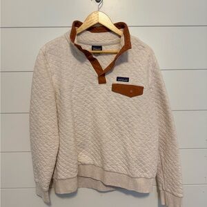 Patagonia women’s Cream Quilted Snap-T Pullover with Brown Accents
